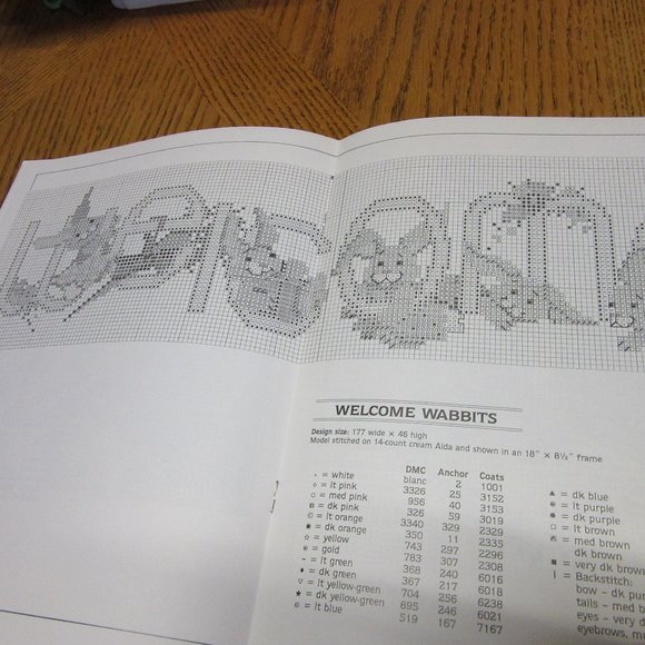 Counted Cross Stitch Booklet Vintage Bunny Pattern DIY Pictures Clothing - Picture 4 of 6